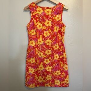 Vintage 90s Y2K California Concepts Orange & Pink Floral Mini Dress